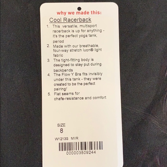 Lululemon Cool Racerback Black Floral- Like New - Picture 6 of 6
